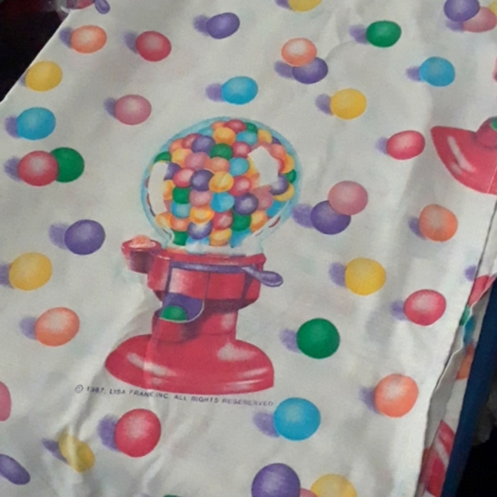 Lisa Frank Bubble Gum Ball Machine Rainbow Twin Flat Sheet 80s 90s y2k